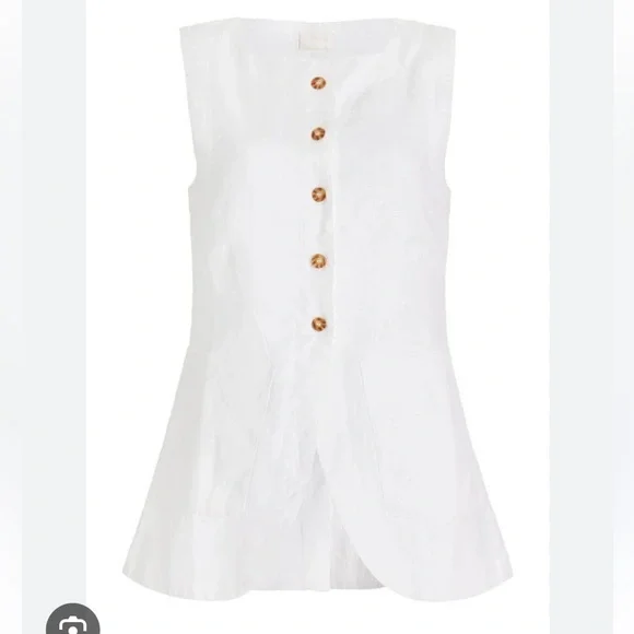 Posse White Emma Vest in Linen. Size L. - Picture 1 of 7